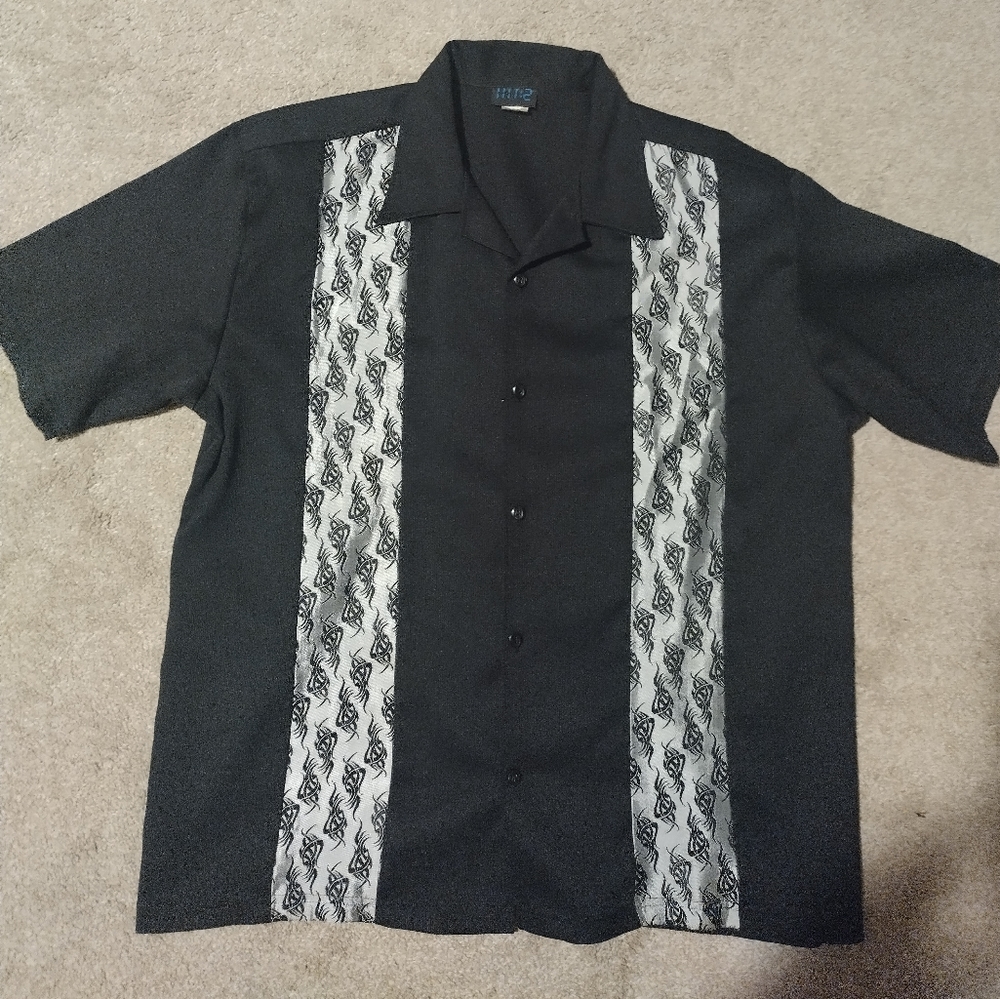 Vintage MT:2 Men's XXXL black/silver Button Up Shirt made in USA